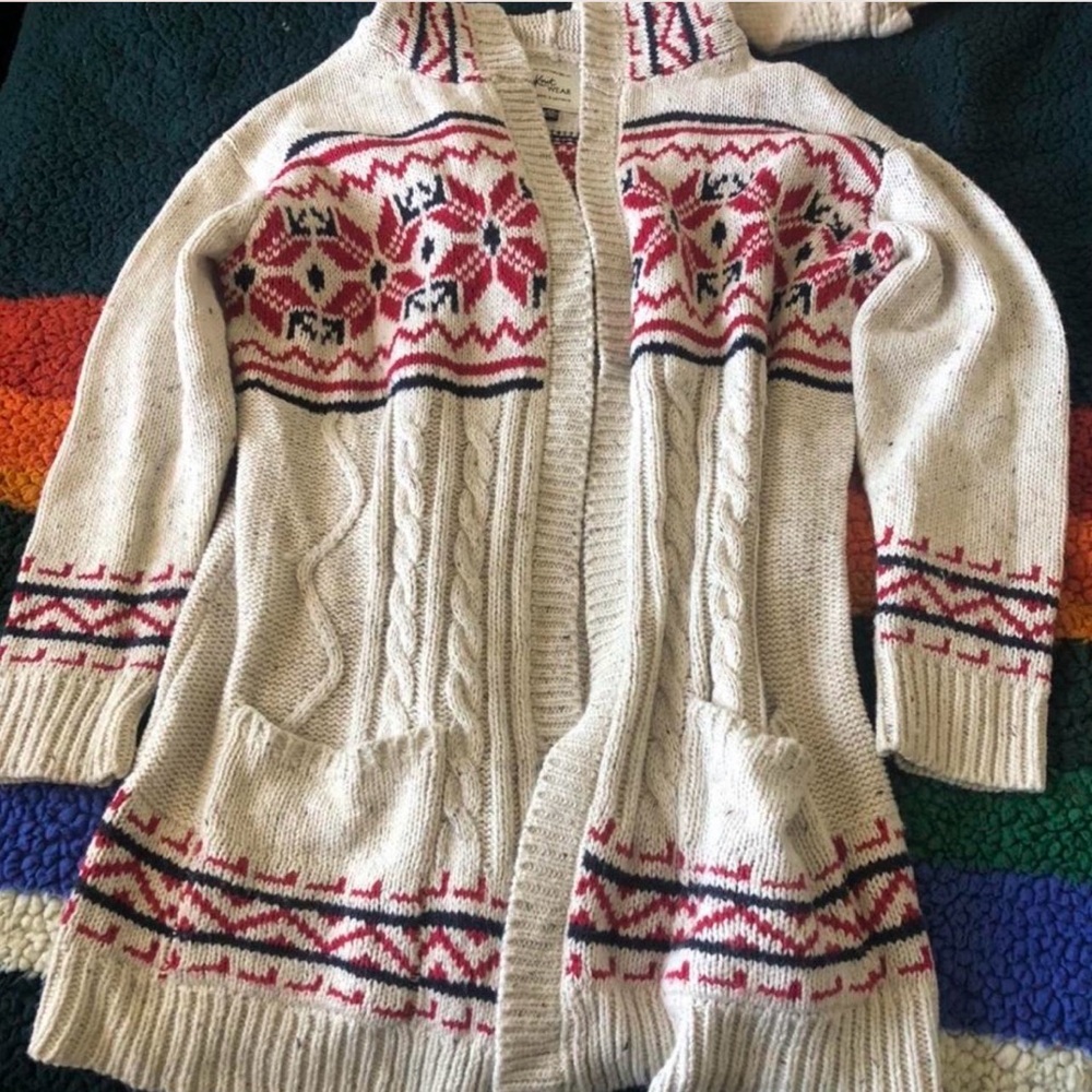 Cotton On Cream and Red Patterned Cardigan